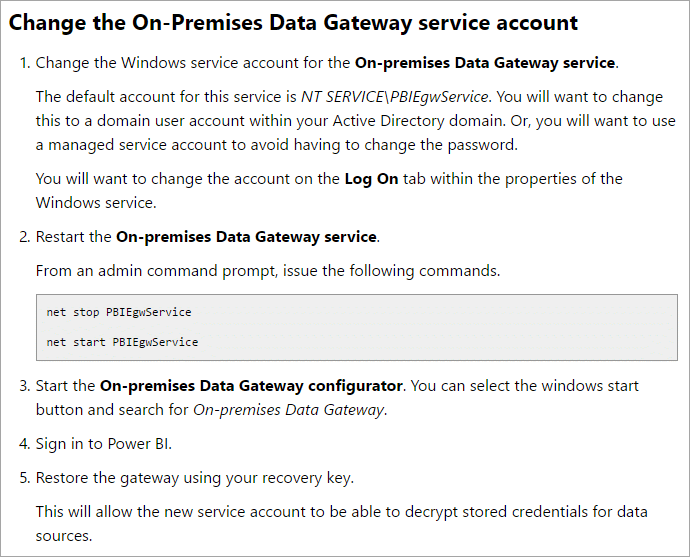 Change Gateway Service Account